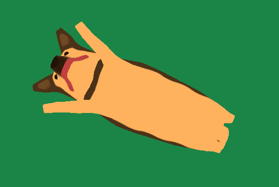 the dog seen from the ground up